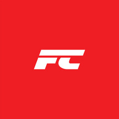 Bold Letters FC Letter mark logo on Red Background.