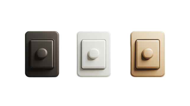 Set of Bronze Light Switches Isolated on White Background