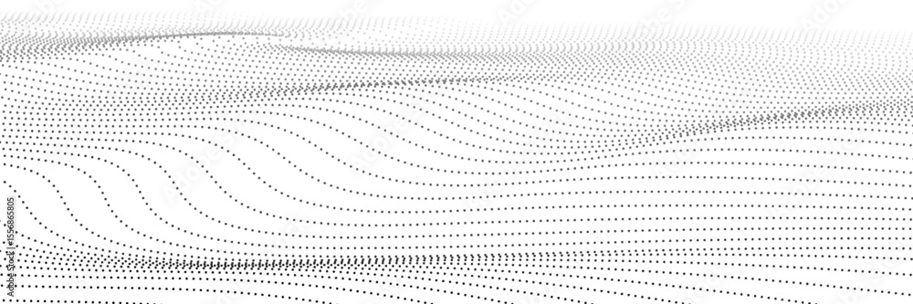 Poster wave 3d. wave of particles. futuristic point wave. design for poster. technology vector background. 