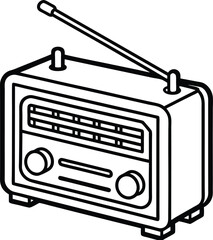 Flat Vector of Classic Radio with Clean Structure