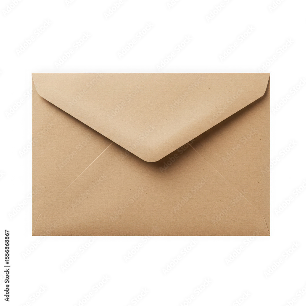Aufkleber a single brown paper envelope with a pointed flap and visible seam lines isolated on transparent bac