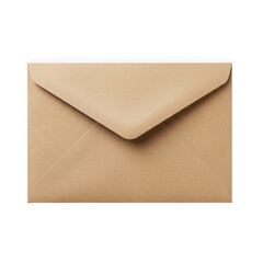 A single brown paper envelope with a pointed flap and visible seam lines isolated on transparent background