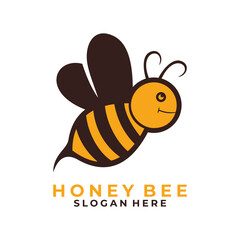 Cute Bee logo design vector template. Bee animal vector icon