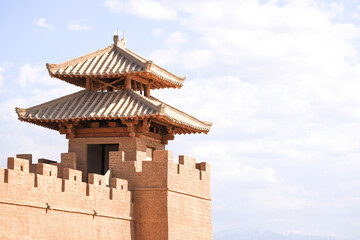 Chinese frontier scenery and watchtowers
