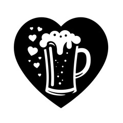 Beer mug in heart shape symbolizing love and passion for beer