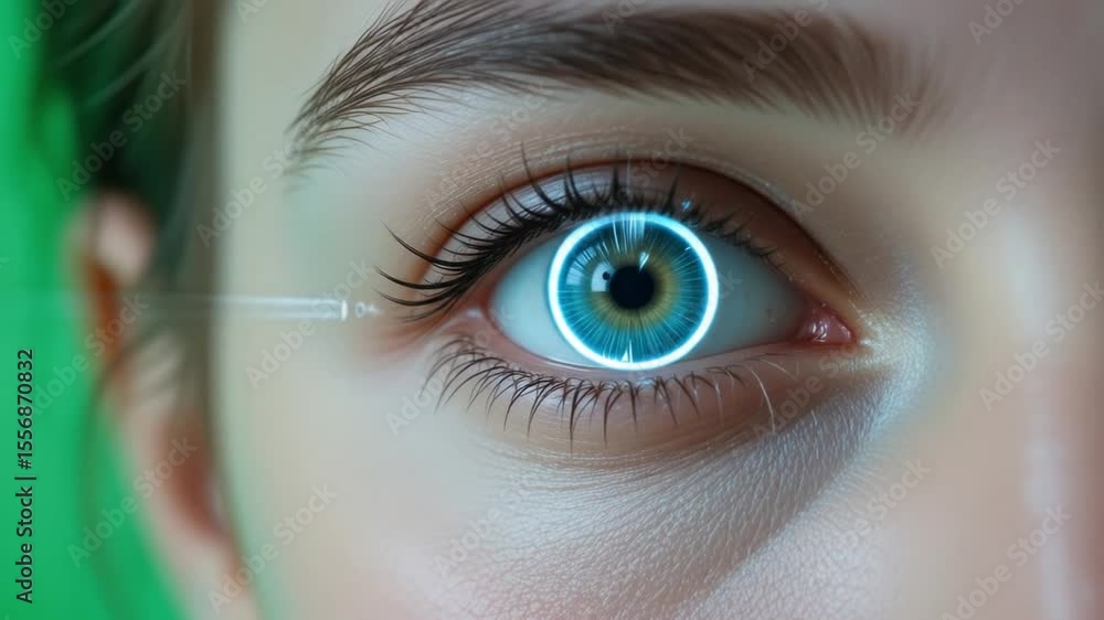 Aufkleber futuristic eye scan sequence with laser technology and glowing iris animation