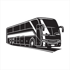 Highway Cruiser Long-Distance Bus Silhouette Design ,  black colour vactor 