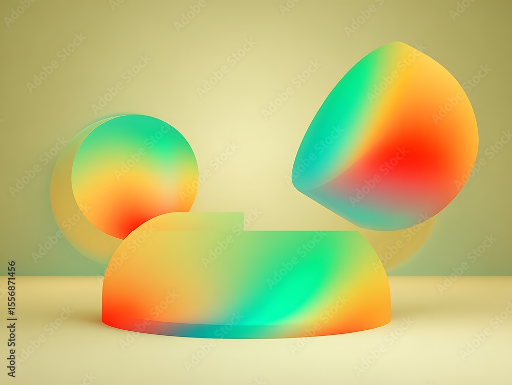 Aufkleber abstract render with colorful gradient objects