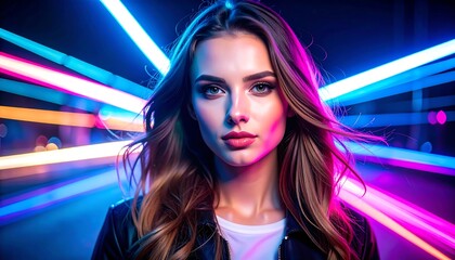 Woman in neon lights