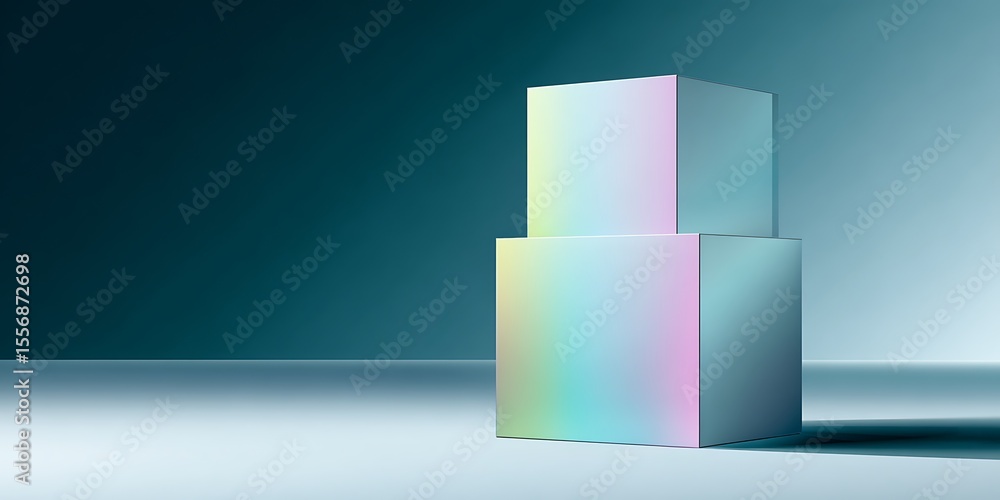 Fototapete iridescent cubes stacked simple abstract backdrop