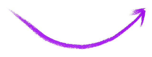 Purple arrow symbol colored pencil isolated on transparent background