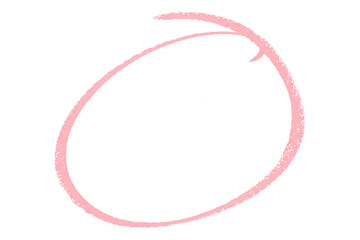 Pink pencil highlight circle mark isolated on transparent background
