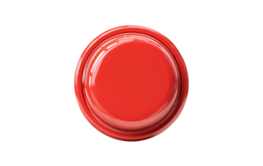 Shiny red button on transparent background representing interface element