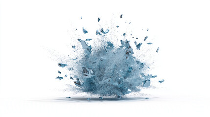 Fototapeta premium explosion with shrapnel mid-air minimal on white