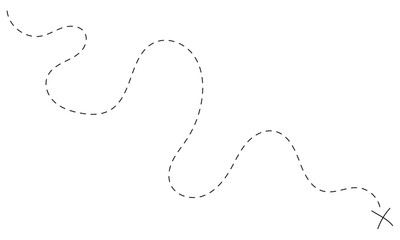 Treasure map element. the treasure map with a dotted line, dashed line and X mark vector icon isolated on transparent background. EPS 10