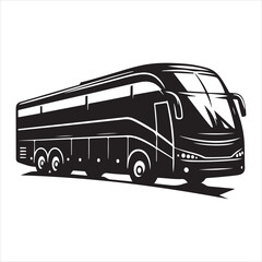 Highway Cruiser Long-Distance Bus Silhouette Design ,  black colour vactor 