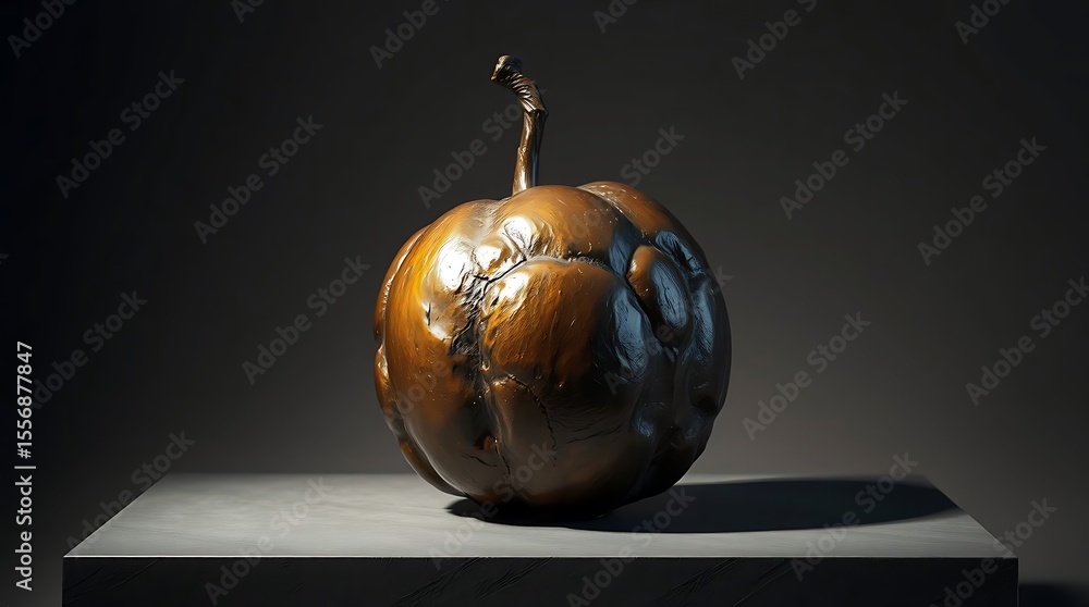 Poster unique ornamental fruit object casting shadows in an artificial environment