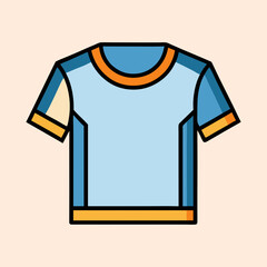 Stylized graphic illustration of a short sleeved t shirt with bold colors