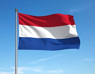 青空の背景にオランダの国旗