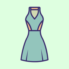 A Cute Halter Top Dress with an Aline Skirt Illustration