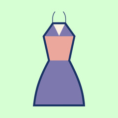 Simple Graphic Illustration of a Halter Dress with Pastel Colors on Green
