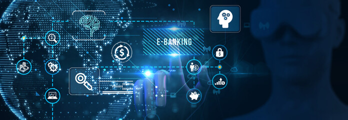Online banking concept. E-Banking. Business, Technology, Internet and network concept. 3d illustration