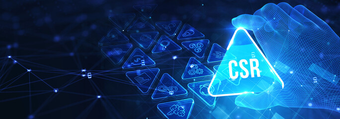 CSR abbreviation, modern technology concept. Business, Technology, Internet and network concept. 3d illustration