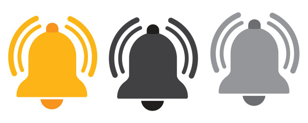Notification bell icon. Incoming inbox message. New message notification icons collection. Alarm symbol. Stock vector.