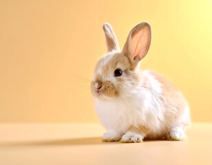 Obraz premium Cute bunny on pastel background