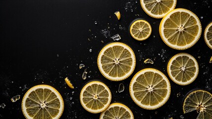 Lemon Segments Against Black, Minimalist Design