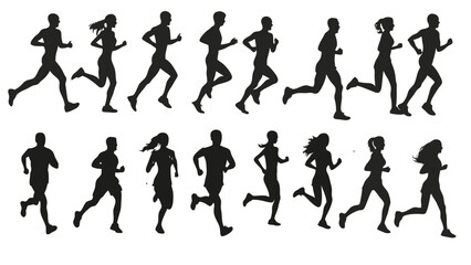 Fototapeta premium vector silhouettes of running people