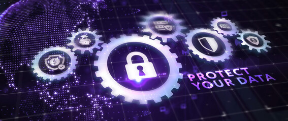 Cyber security data protection business technology privacy concept. Protect your data. 3d illustration