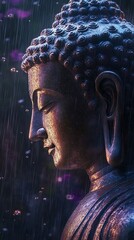 Serene Buddha with Rain, and Meditation. (1)
