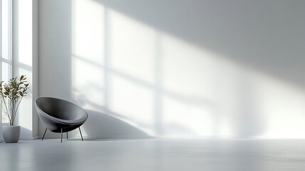Modern chair with sunlit room, and minimalist.