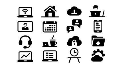 Collection of outline icons representing various business and technology concepts