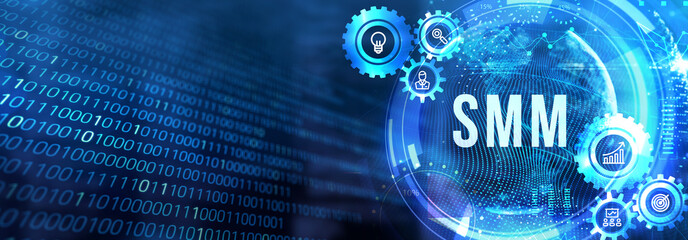 Business, Technology, Internet and network concept. SMM Social Media Marketing. 3d illustration