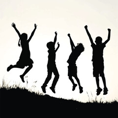 Fototapeta premium Kid happy or jumping vector silhouette