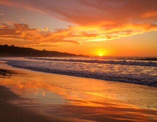 Golden sunset over a beach