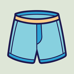 Illustration of blue boxer briefs with elastic waistband and navy outlines