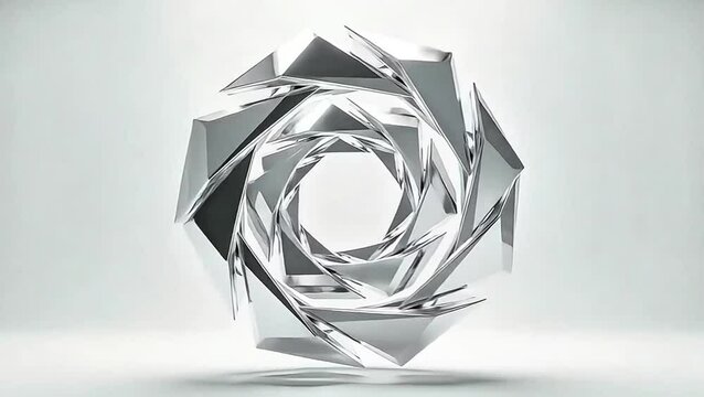 Abstract Geometric Formation: A sleek, abstract composition featuring interlocking geometric shapes in varying shades of gray creates a visually dynamic display.