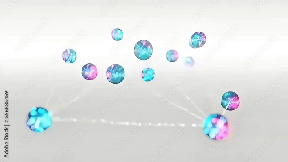 Poster interconnected spheres: abstract illustration showing interconnected spheres floating, highlighting 