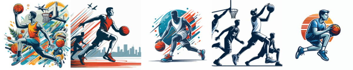 vector image of a person playing basketball on a white background