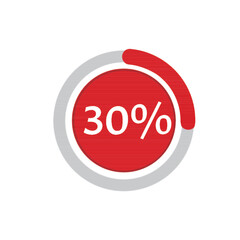 Vector Loading Bar Icon Showing 30 Percent Progress – Flat Minimal Design