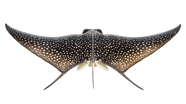 Spotted eagle ray with wing-like fins, Transparent background, PNG file