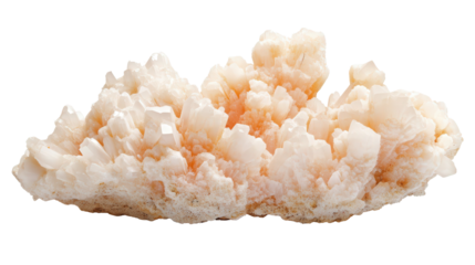 Stilbite mineral cluster with peachy sheen, Transparent background, PNG file