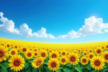 Fototapeta premium Breathtaking Summer Landscape Vibrant Sunflowers Stretching to a Sunny Horizon