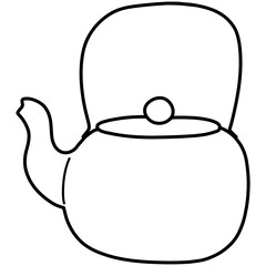 Hand drawn teapot cartoon illustration outline 