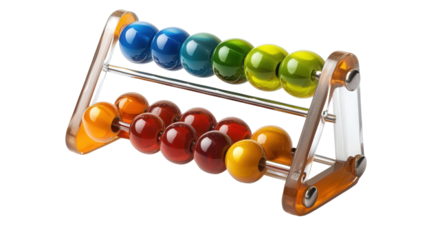 Transparent abacus with multicolored beads, Transparent background, PNG file