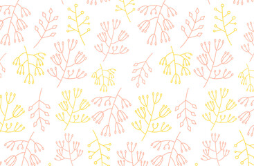 北欧風シームレスパターンベクターイラスト ピンク×黄色