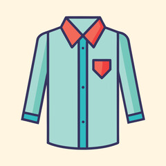 Stylish light blue shirt with red collar and pocket illustration art